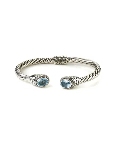 Samuel B. Silver 5.00 Ct. Tw. Blue Topaz Twisted Cable Bangle Bracelet In Metallic