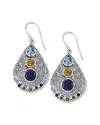 Samuel B. Silver 5.10 Ct. Tw. Gemstone Filigree Drop Earrings