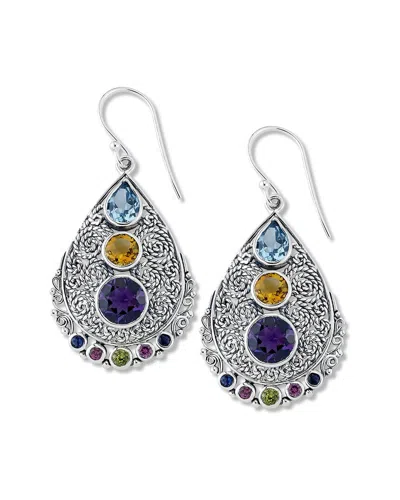 SAMUEL B. SAMUEL B. SILVER 5.10 CT. TW. GEMSTONE FILIGREE DROP EARRINGS