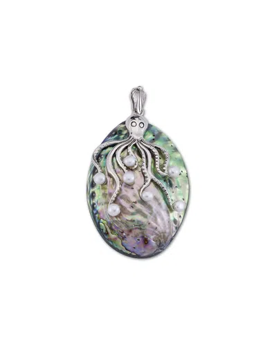 Samuel B. Silver Abalone 5mm Pearl Octopus Pendant In Metallic