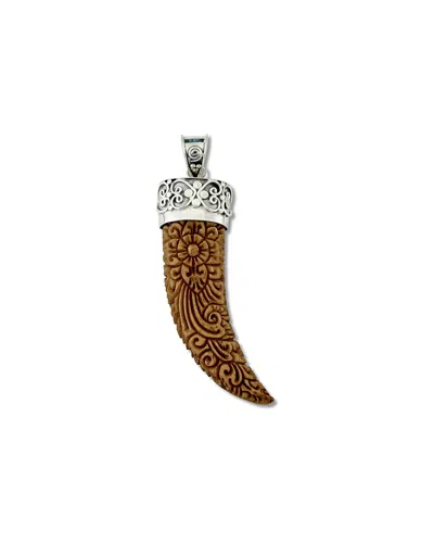 Samuel B. Silver Bone Carved Bone Pendant In Brown