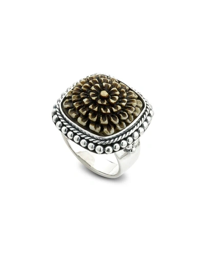 Samuel B. Silver Carved Flower Ring In Metallic