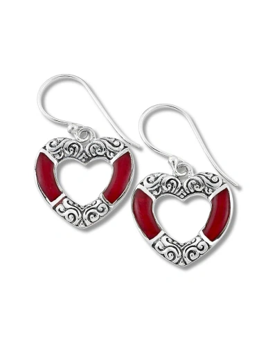 Samuel B. Silver Coral Heart Earrings In Metallic