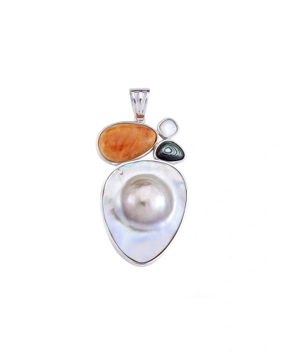 Samuel B. Silver Gemstone 26x33mm Pearl Pendant In Multi