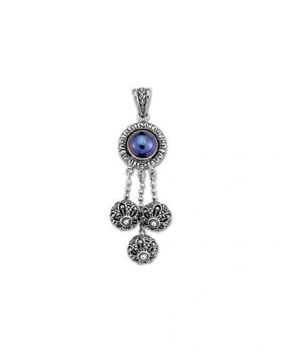 Samuel B. Silver Pearl Dream Catcher Pendant In Blue