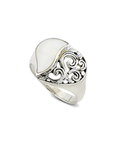 Samuel B. Silver Pearl Filigree Heart Ring In Metallic