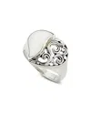 Samuel B. Silver Pearl Filigree Heart Ring