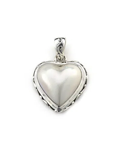 Samuel B. Silver Pearl Heart Pendant In White