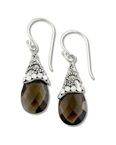 Samuel B. Silver Smokey Quartz Filigree Earrings In Metallic