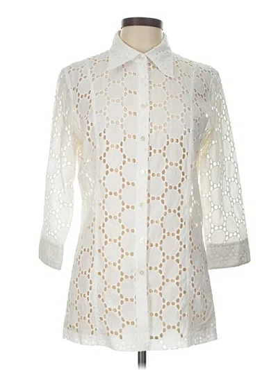 Pre-owned Samuel Dong 3/4 Sleeve Button Down Shirt In Ivory