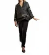 Samuel Dong 3d Brocade Jacket Black/silver In Blue