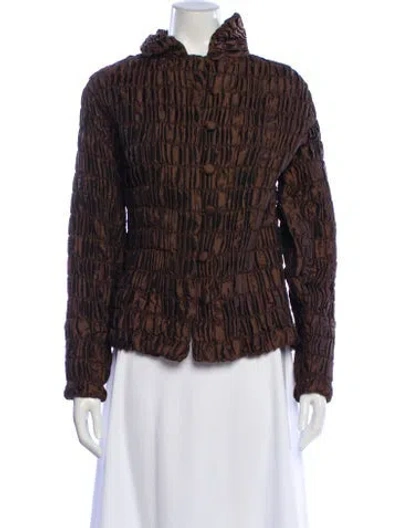 Pre-owned Samuel Dong Animal Print Faux Fur Jacket In Brown