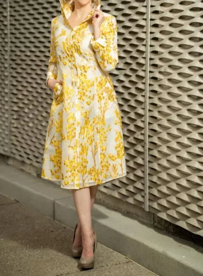Samuel Dong Brocade A-line Dress In Gold/white
