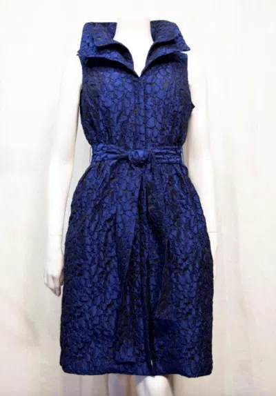 Samuel Dong Cobalt Brocade Dress In Blue