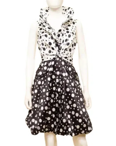 Samuel Dong Dots Bubble Dress In White/black In Multi