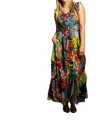 Samuel Dong Georgette Ruffle Dress In Forest Dog In Multi