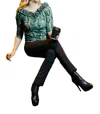 Samuel Dong Knit Quarter Sleeve Blouse In Multi In Green