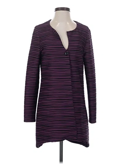 Pre-owned Samuel Dong Long Sleeve Top Purple Plunge Neckline Tops