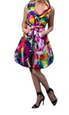 Samuel Dong Print Bubble Dress In Bougainvillea Multi In Multi