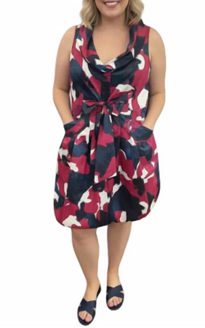 Samuel Dong Print Bubble Dress In Merlot Emerald In Multi