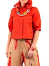 Samuel Dong Rust Dupioni Crop Jacket In Red