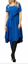 Samuel Dong Stretch Georgette Bubble Dress In Blue In Blue