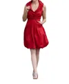 Samuel Dong Triple Wired Collar Cross Tie Bubble Dress In Red