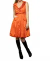 Samuel Dong Triple Wired Collar Cross Tie Bubble Dress In Papaya In Orange
