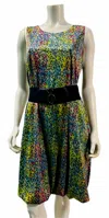 Samuel Dong Women's Cheetah Print Bubble Pockets Dress In Green Multi In Green
