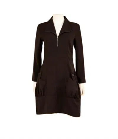 Samuel Dong Women's Long Sleeve Coat Dress In Black In Brown