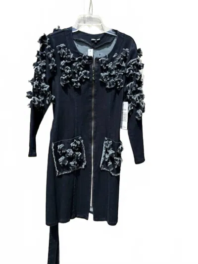 Samuel Dong Women's Long Sleeve Denim Dress With Tie And Belt In Blue