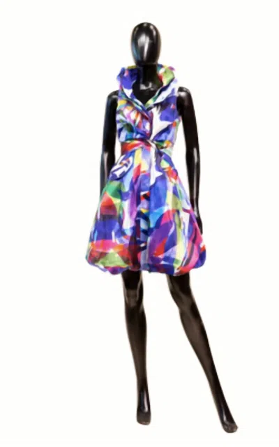 Samuel Dong Women's Print Bubble Dress In Blue Multi