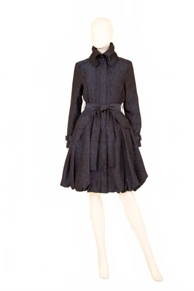 Samuel Dong Women's Woven Jacquard Bubble Dress Coat In Midnight In Multi