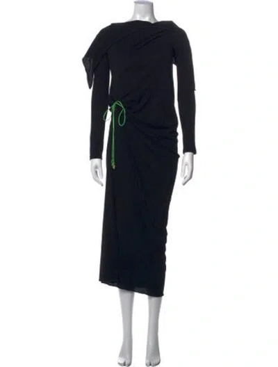 Pre-owned Samuel Gui Yang Asymmetrical Midi Length Dress In Black