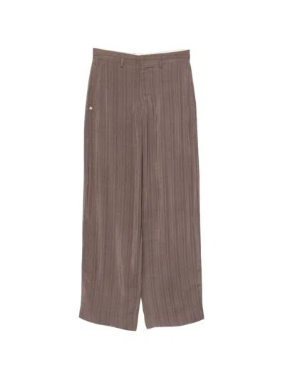 Samuel Gui Yang Button Straight-leg Trousers In Brown
