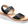 Samuel Hubbard Portola Quarter Strap Wedge Sandal In Black Leather
