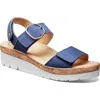 Samuel Hubbard Portola Quarter Strap Wedge Sandal In Blue Nubuck
