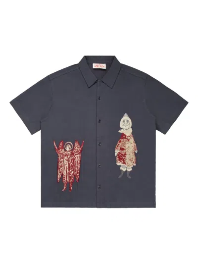Samuel Zelig Antique Graphic-embroidered Short-sleeve Shirt