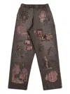 Samuel Zelig Elasticated Graphic Trousers In Brown