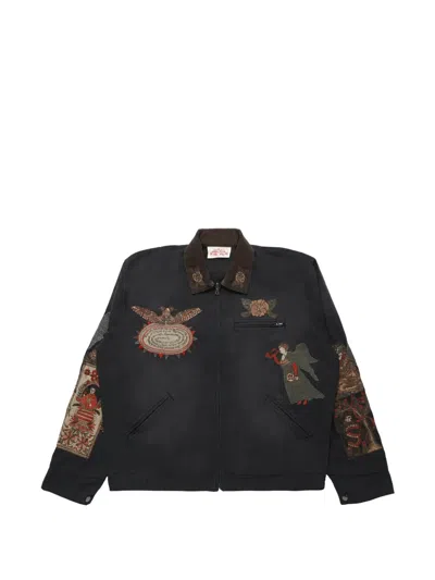 Samuel Zelig Folk Corduroy-collar Jacket In Grey
