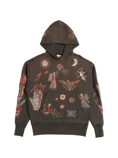 Samuel Zelig Folk Embroidered Hoodie In Green
