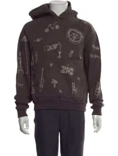 Pre-owned Samuel Zelig Graphic Print Crew Neck Hoodie In Brown