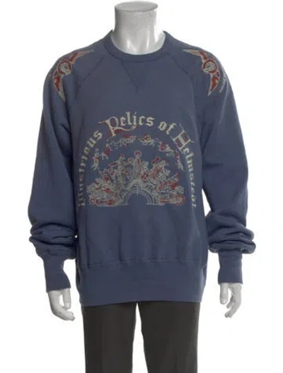Pre-owned Samuel Zelig Graphic Print Crew Neck Sweatshirt In Blue