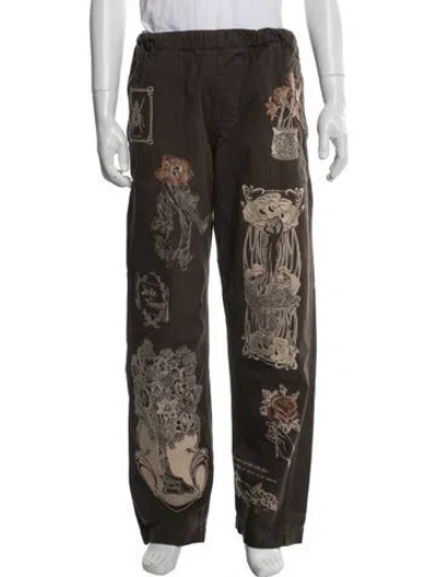 Pre-owned Samuel Zelig Graphic Print Pants In Brown