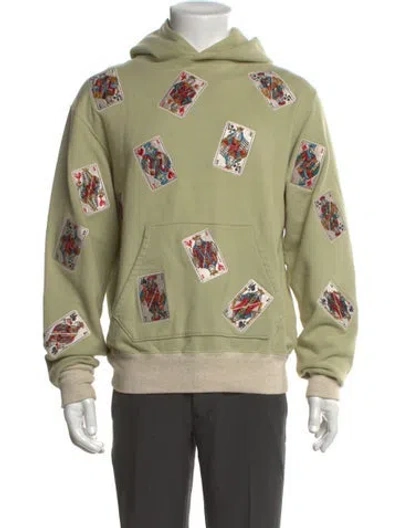 Pre-owned Samuel Zelig Printed Crew Neck Hoodie In Green