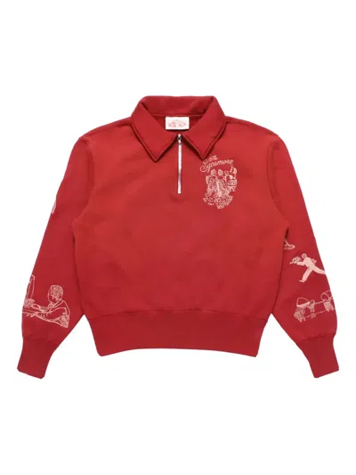 Samuel Zelig Restaurant Graphic Half-zip Knitwear In Red