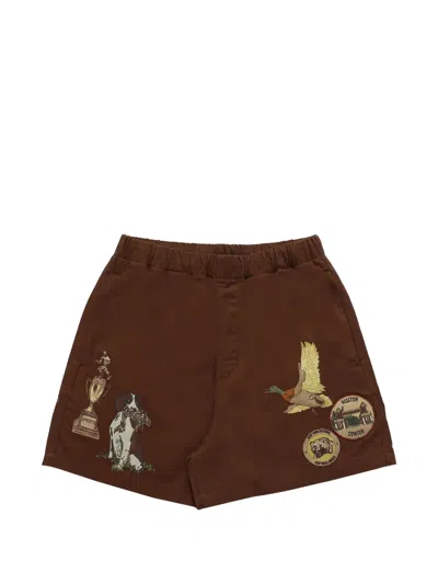 Samuel Zelig Trail Embroidered-artwork Shorts In Brown
