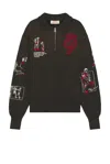 Samuel Zelig Varsity 1/4 Zip Sweater In Brown