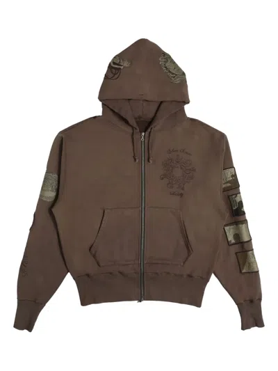 Samuel Zelig Zip Film Hoodie In Brown