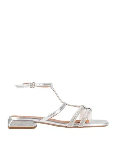 Samuela Pace Woman Sandals Silver Size 7 Leather